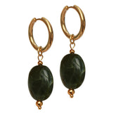 Pendientes de oro pastilla verde